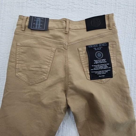 Vintage Genes Black Jeans Men's 32W 30L Brown French Terry Denim Stretch NWT - Picture 9 of 16